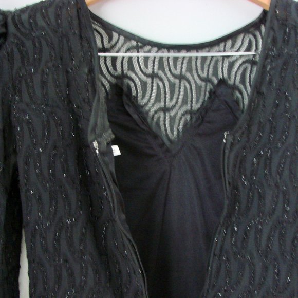 Vintage Black Cocktail Dress Beaded Lace Wedding Black Tie Holiday Party 10 - Picture 15 of 16